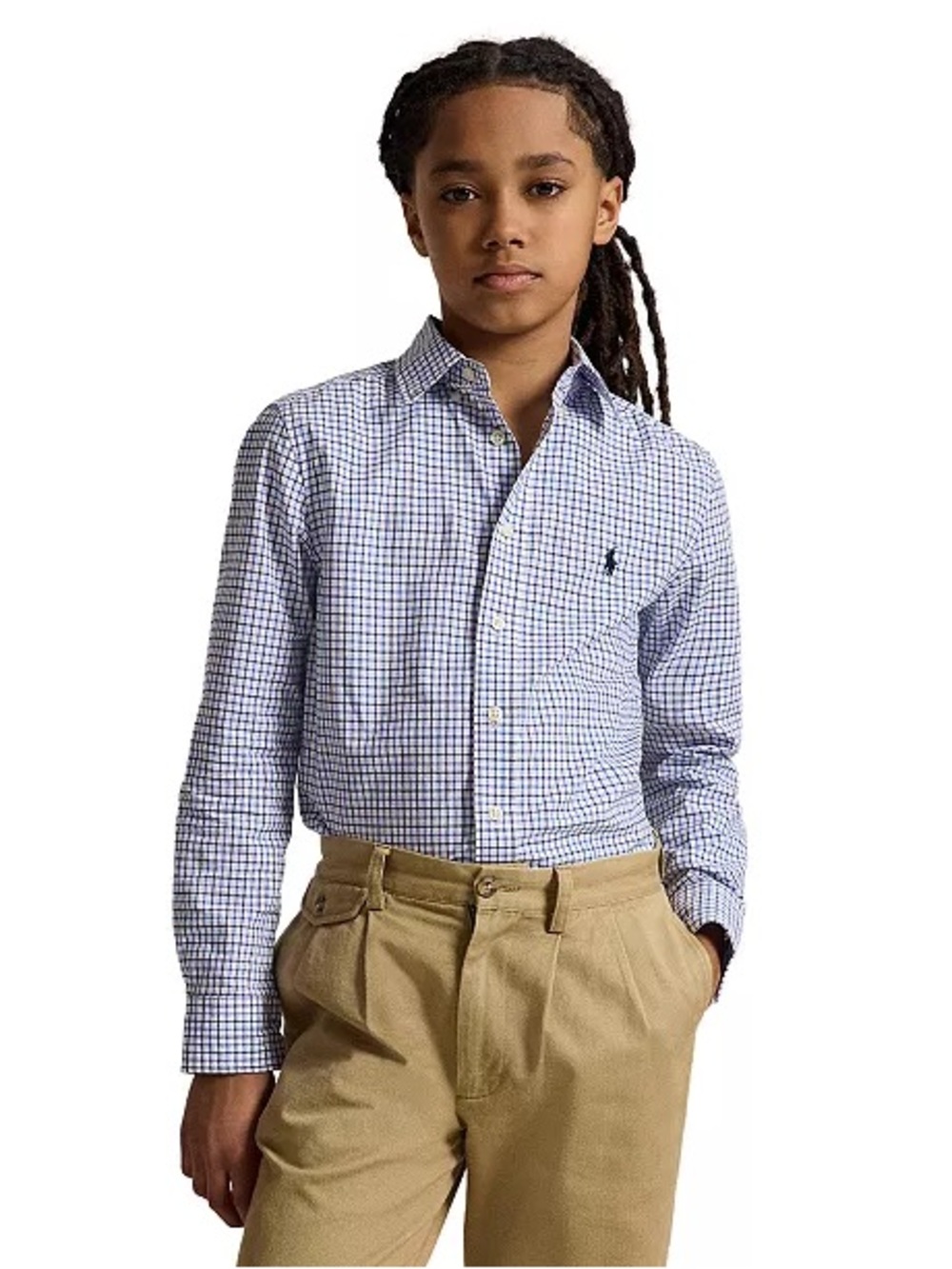 Polo Ralph Lauren kids plaid cotton poplin shirt Button up size 6